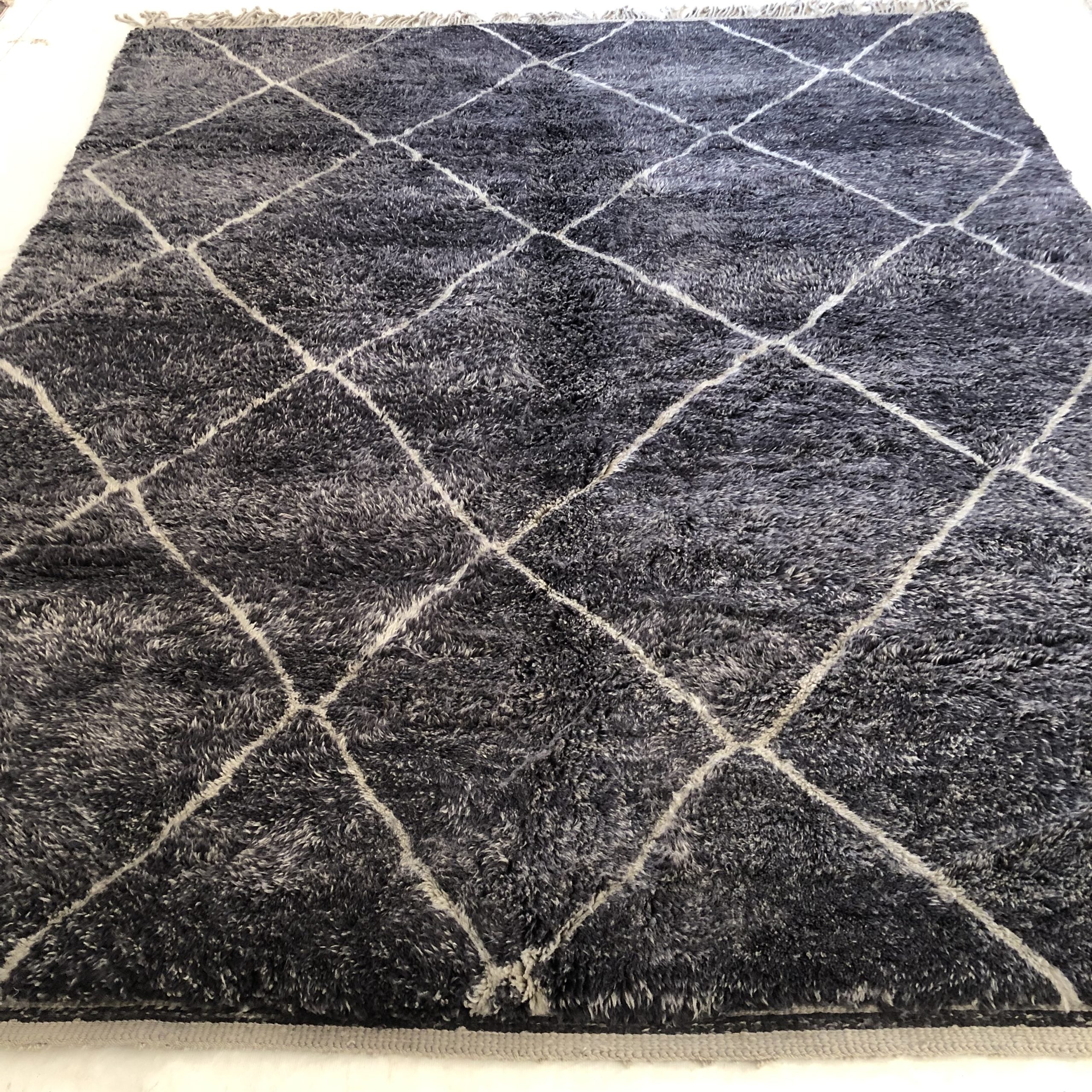 Tapis Berbère Gray Lines — 245×310 cm | Grand Format Laine Vierge Noué Main