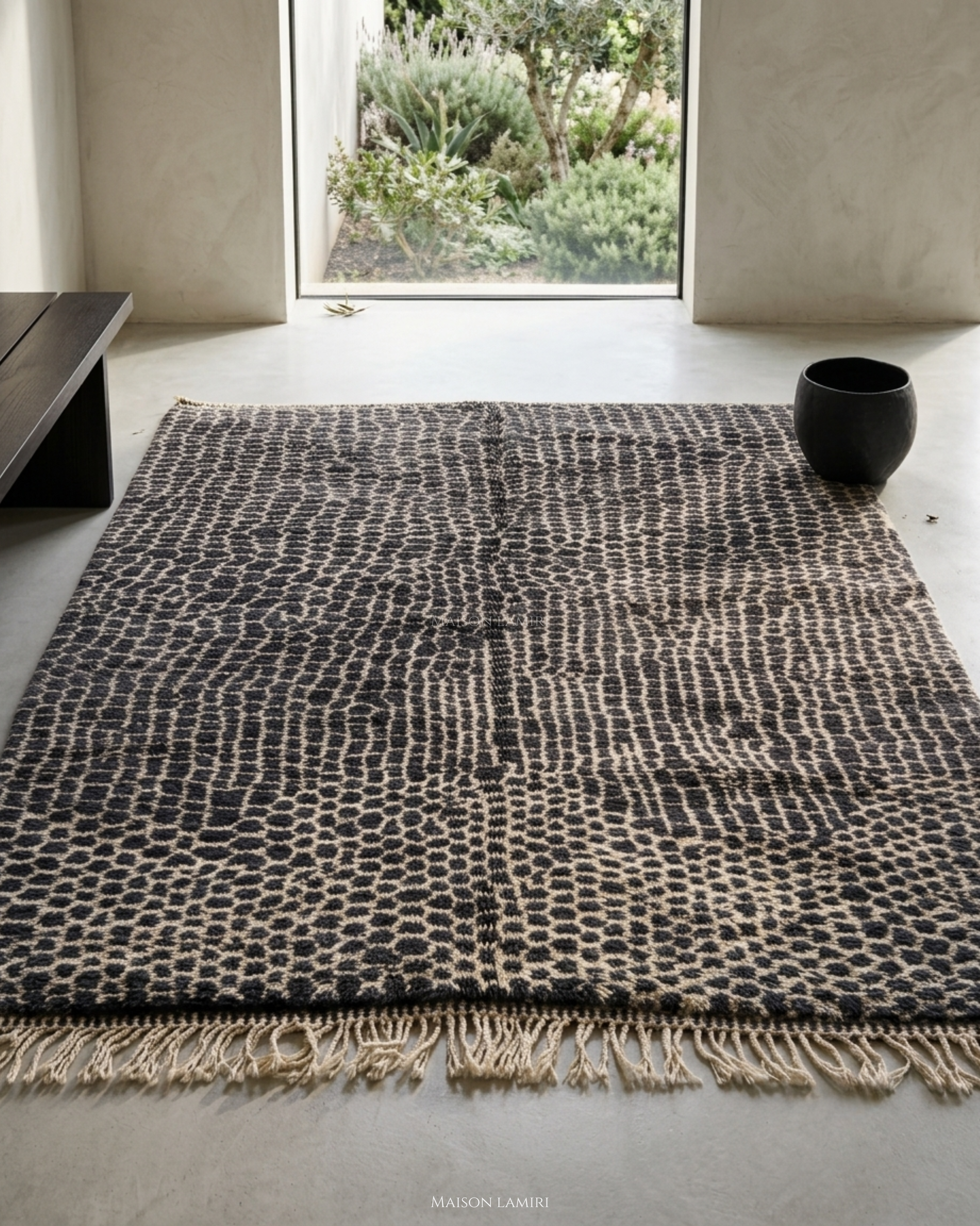 Grand Tapis Marocain Luxe Panther — 208×308 cm | Laine Vierge Noué Main