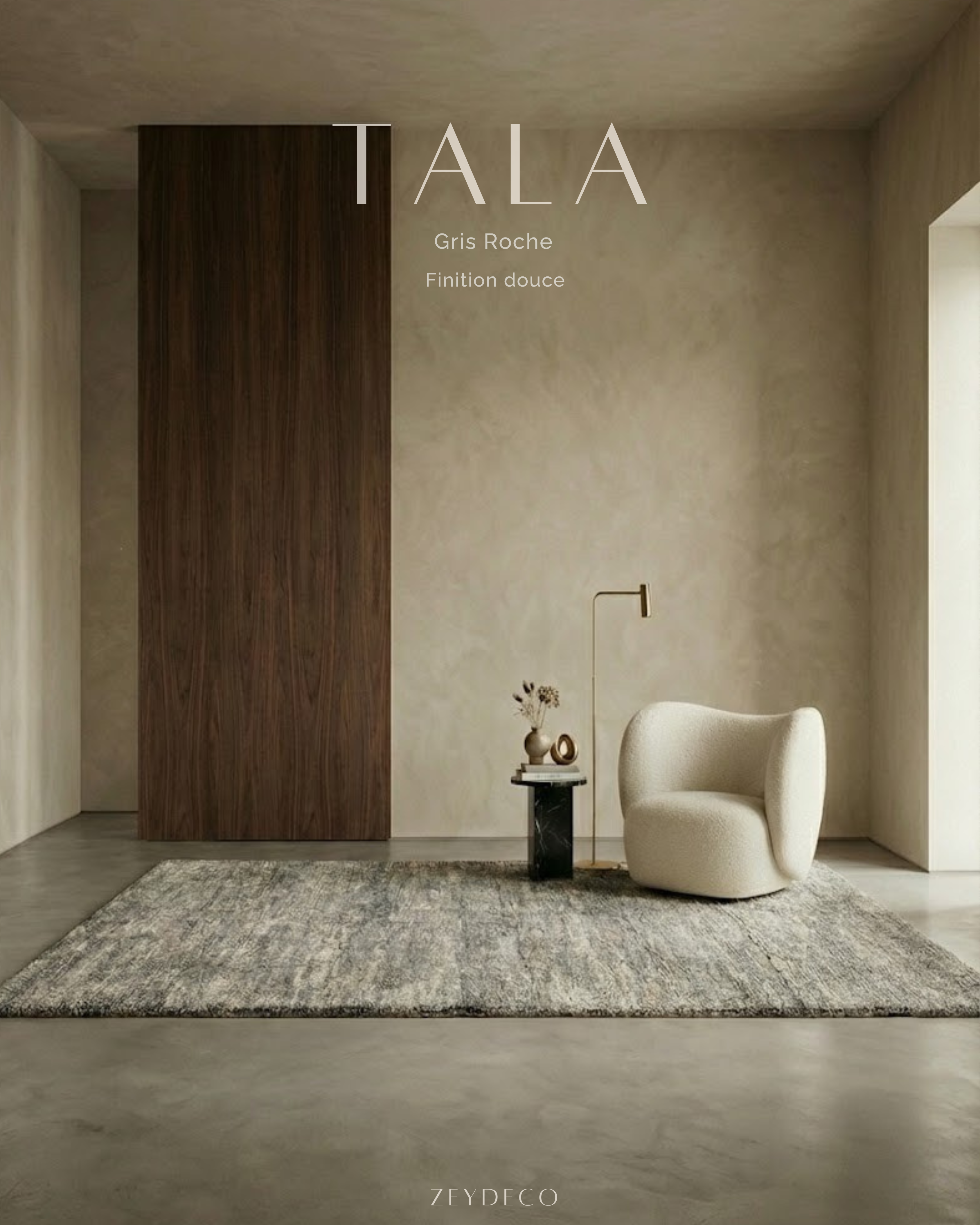 Tapis Berbère TALA — Gris Roche | Laine Vierge Noué Main