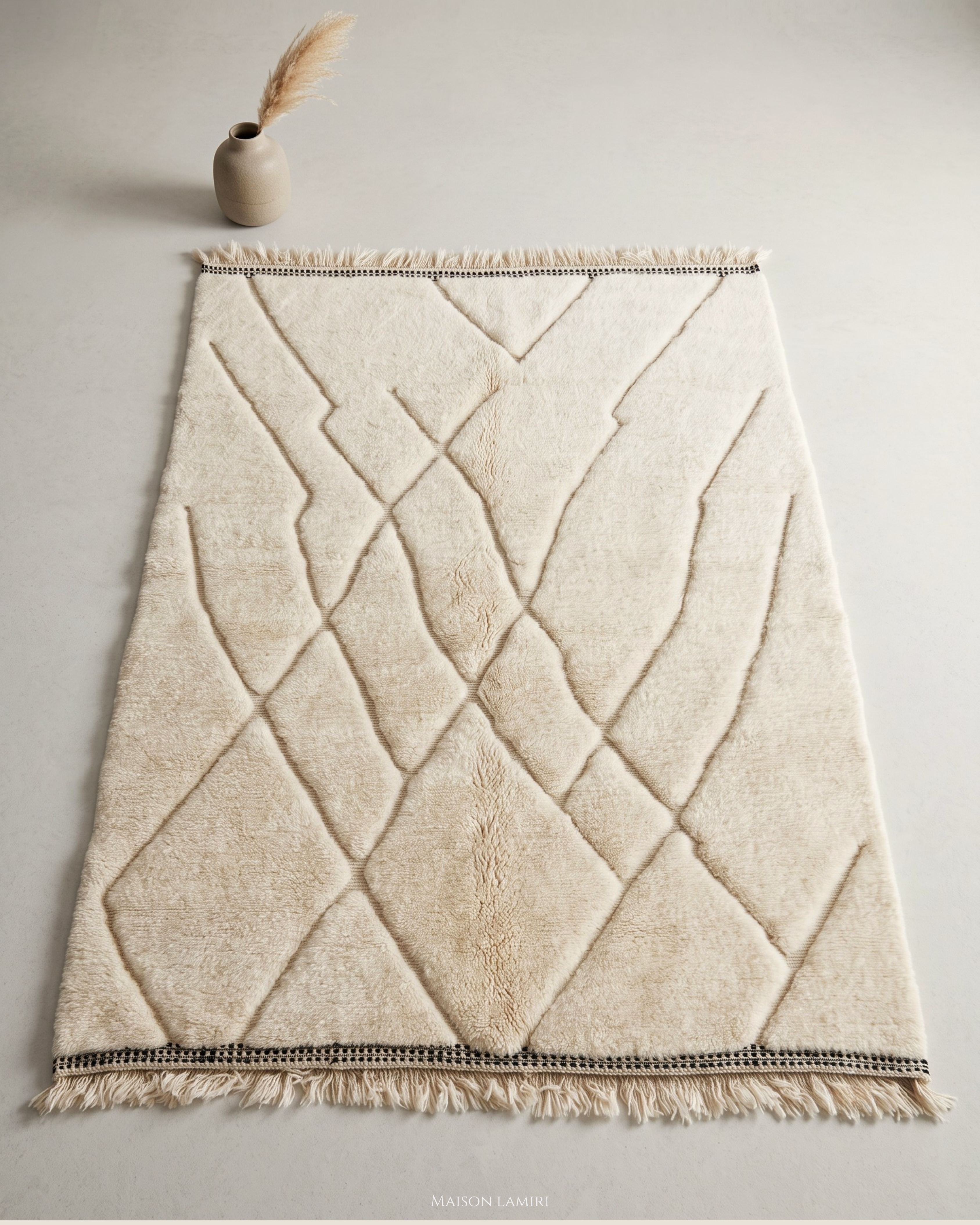 Tapis Beni Ourain Beni Lines — 180×245 cm | Motifs Lignes Laine Vierge Noué Main