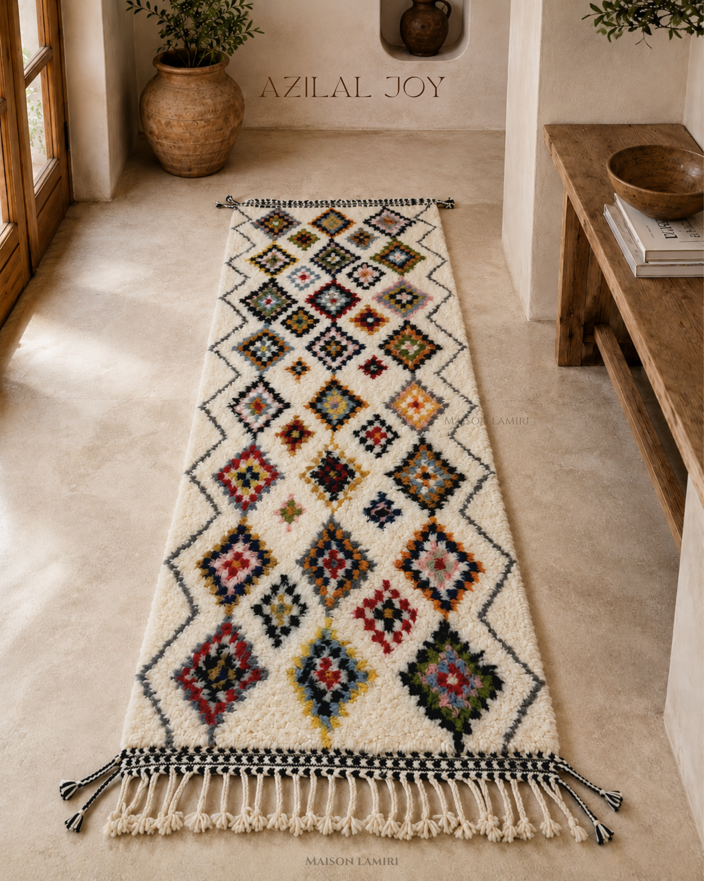 Tapis Azilal Joy — Couloir | Laine Vierge Haut Atlas Noué Main