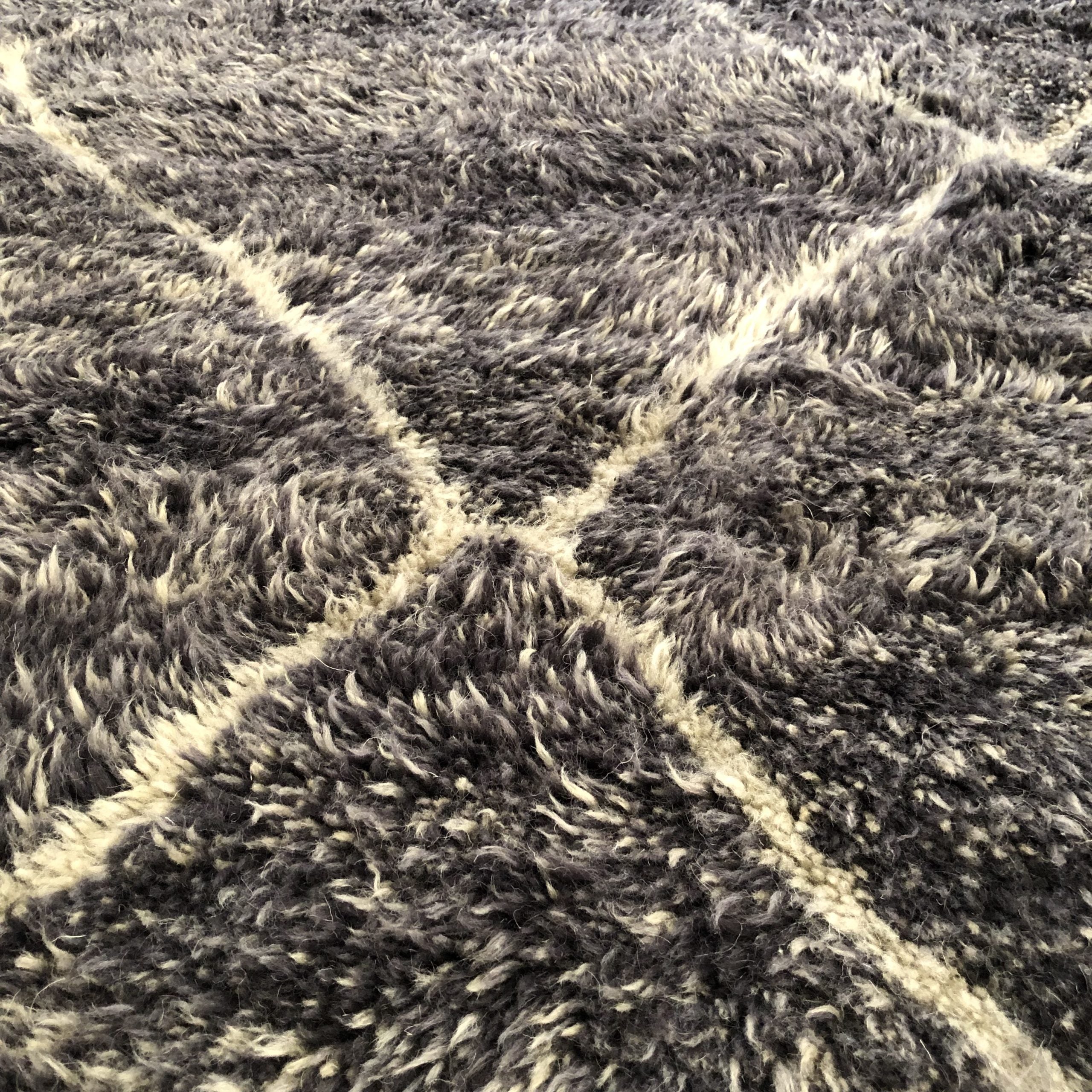 Tapis Berbère Gray Lines — 245×310 cm | Grand Format Laine Vierge Noué Main