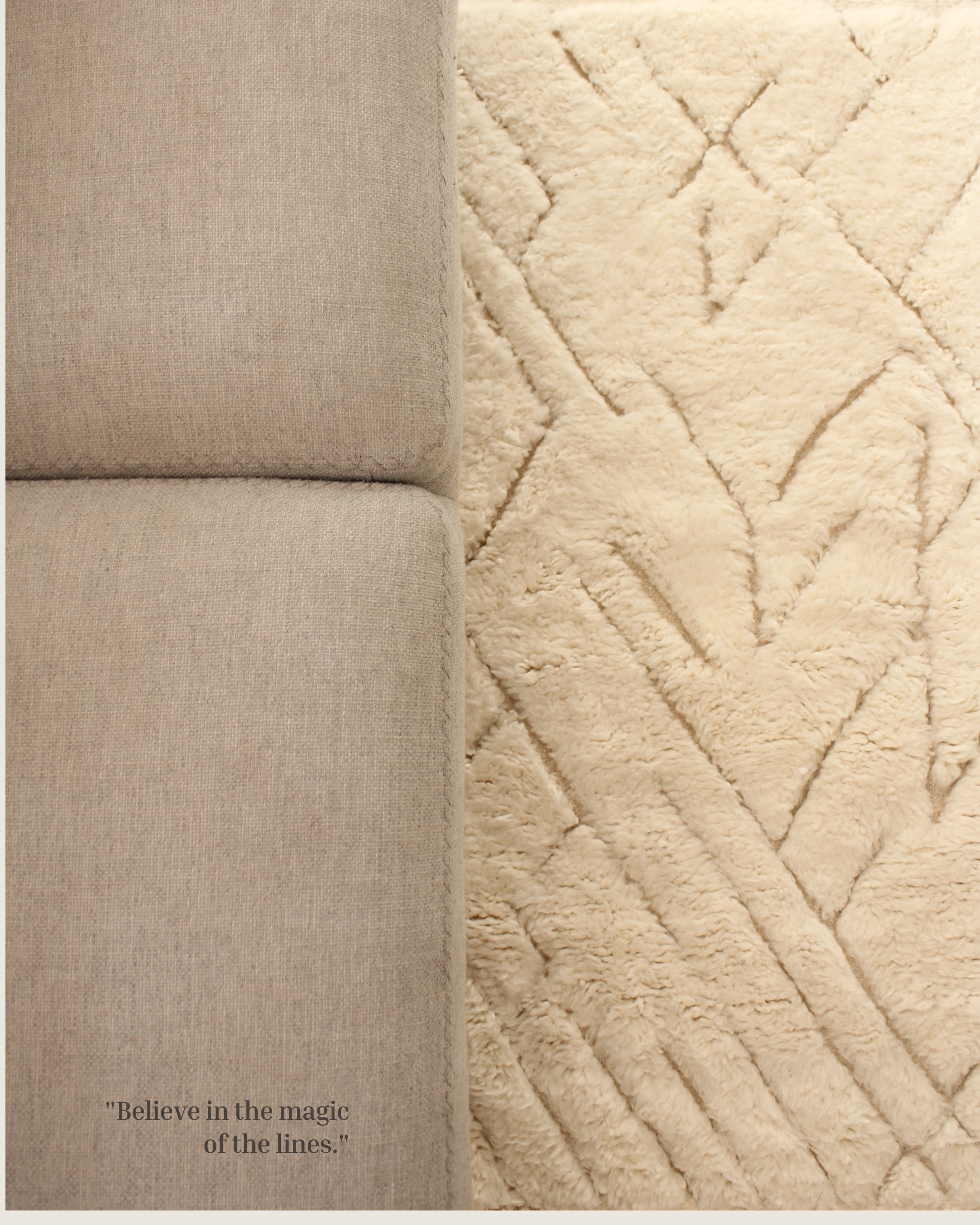 Tapis Beni Ourain AZAR — Espaces Moyens | Laine Vierge Blanc Naturel Noué Main