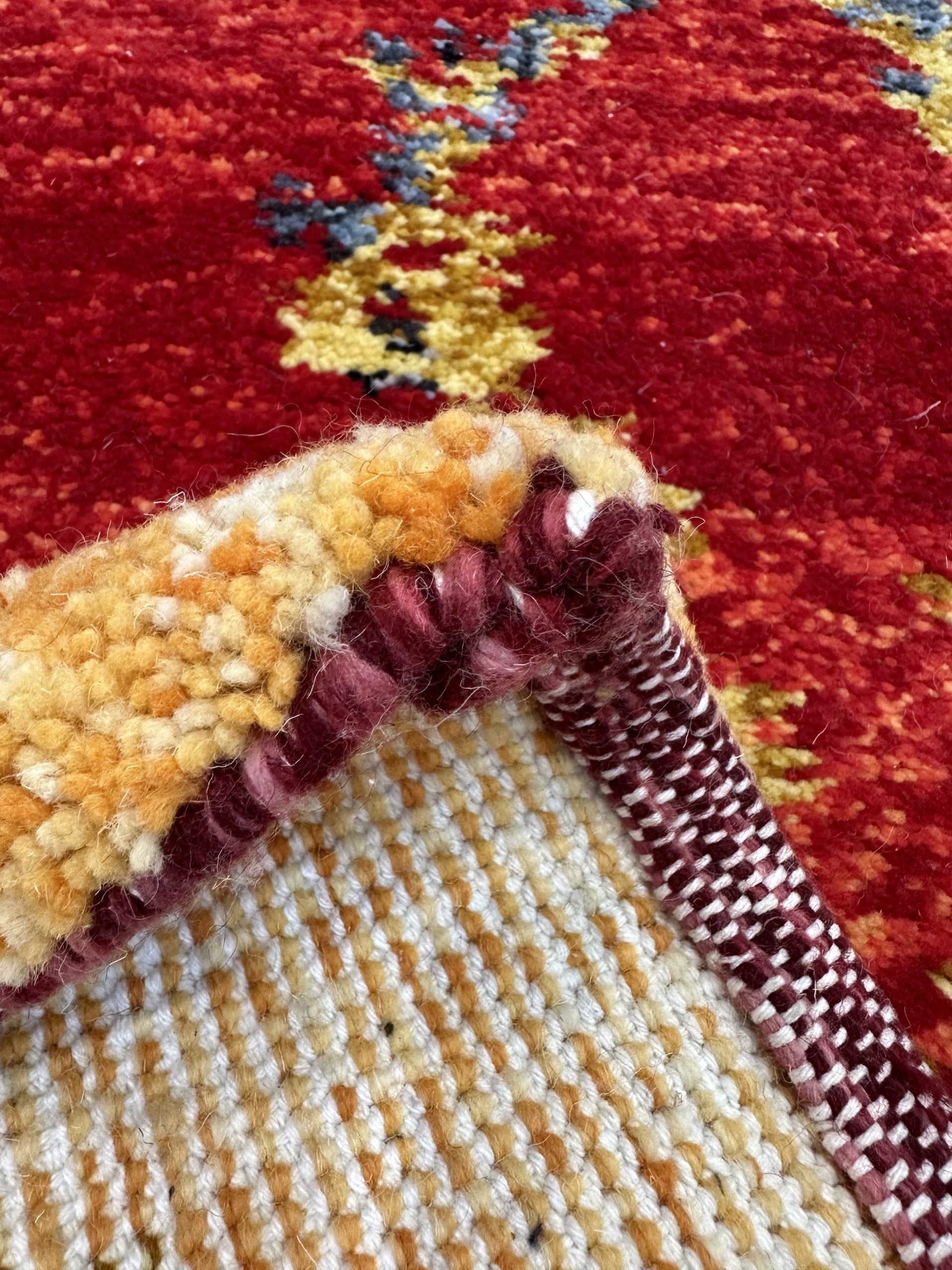 Tapis Marocain Fait Main AFRA — 120×180 cm | Laine Vierge Rouge Noué Main