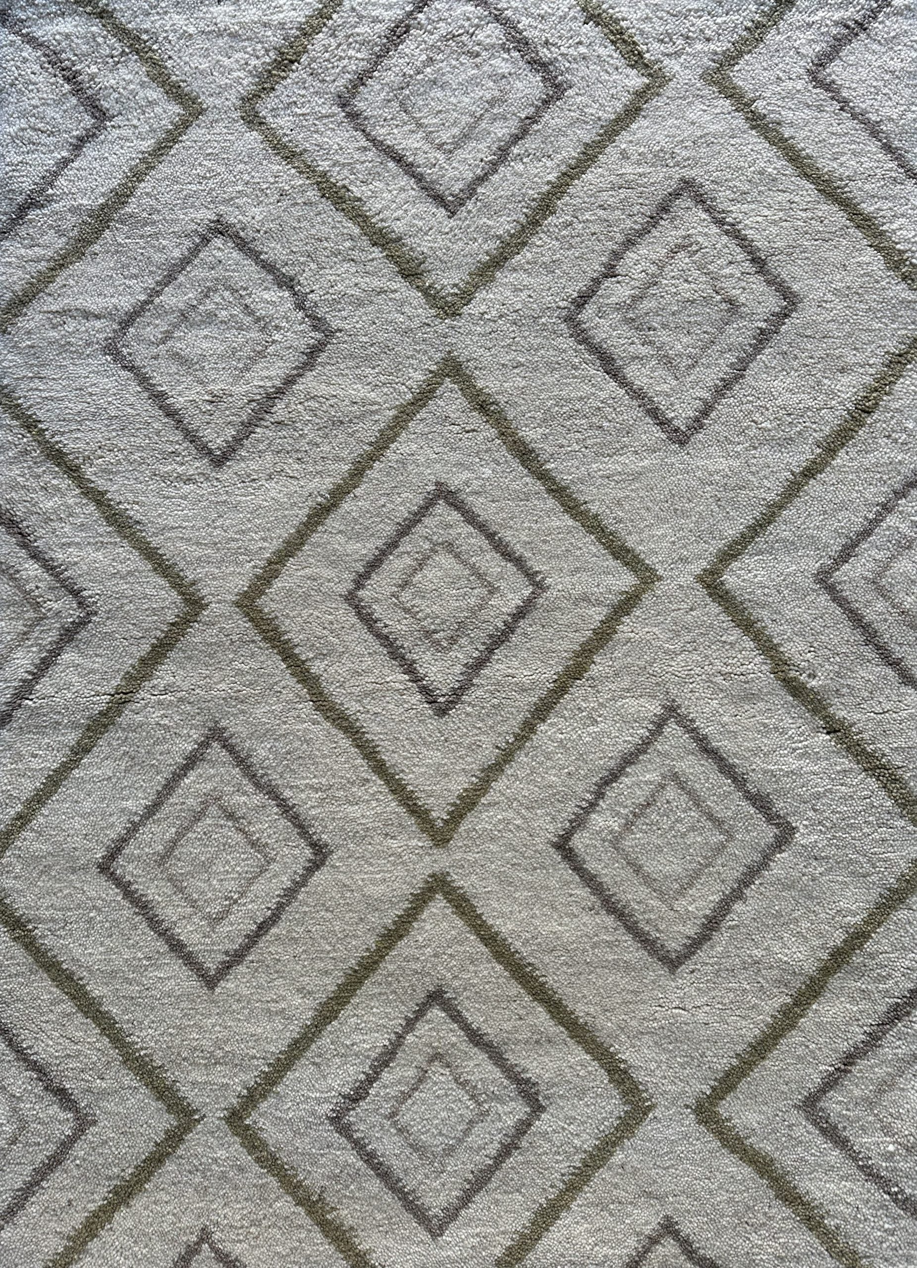 Tapis Marocain Fait Main AZRU — 120×180 cm | Bleu Nuit Laine Vierge Noué Main