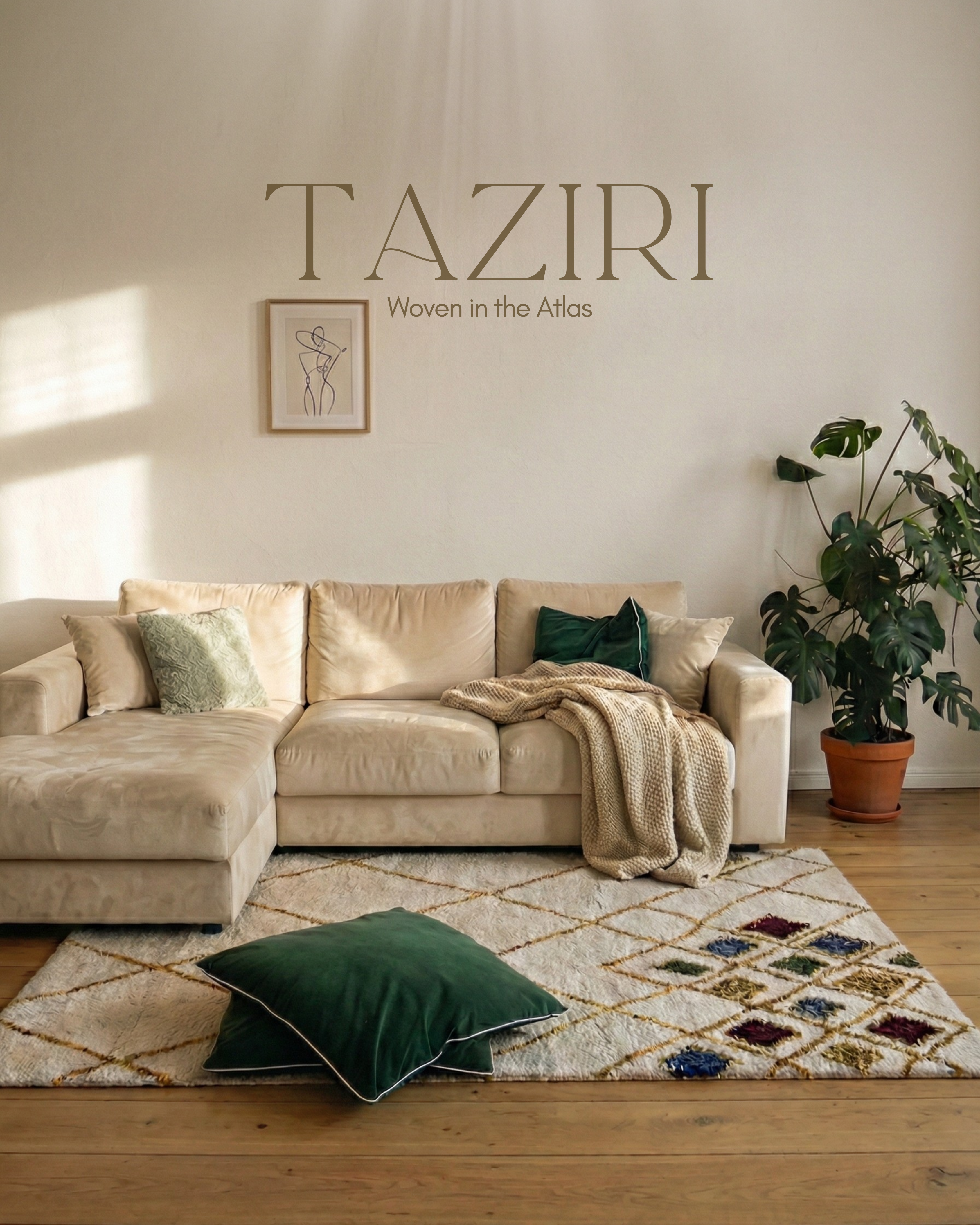 Tapis Marocain Fait Main TAZIRI — 120×180 cm | Laine Vierge Noué Main